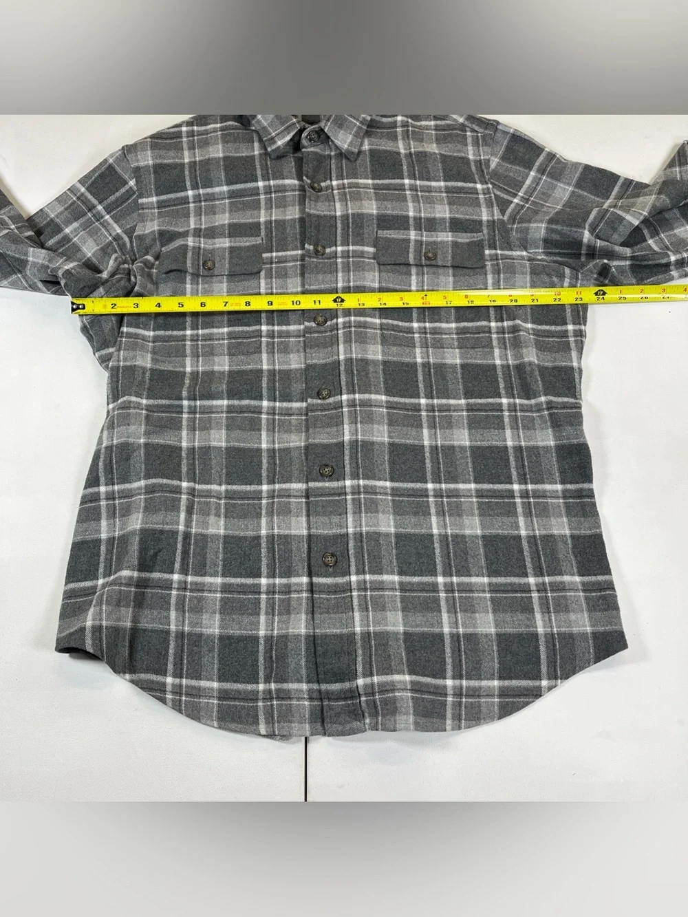 Polo Ralph Lauren Flannel Shirt Gray Plaid Elbow Patch Button Up Soft Men’s XL